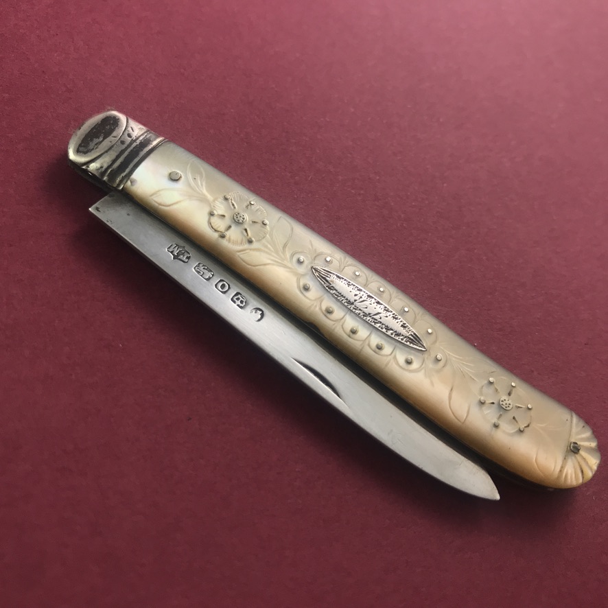 Exquisite pocket fruit knife by unknown maker, 1857 - Image 7