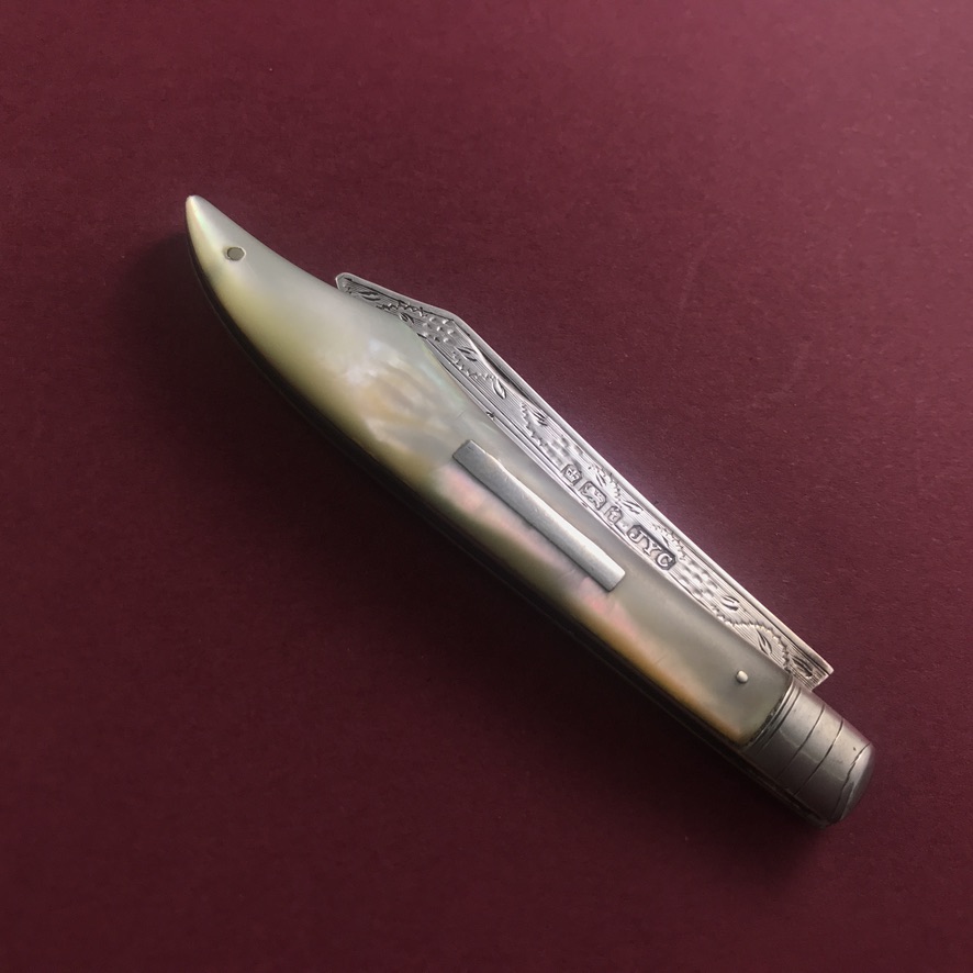 John Yeomans Cowlishaw pocket fruit knife with most unusual shape, 1903 - Image 8