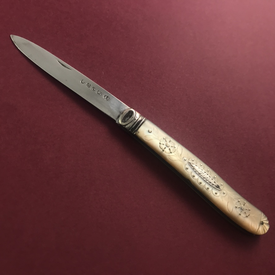 Exquisite pocket fruit knife by unknown maker, 1857 - Image 2