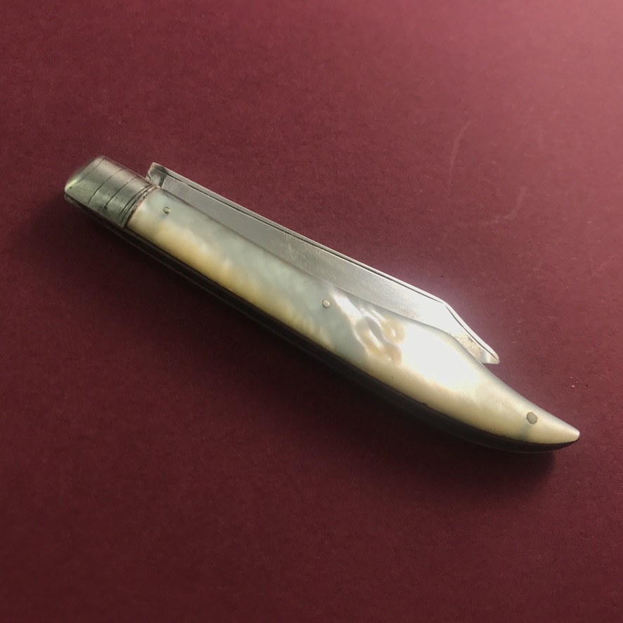 John Yeomans Cowlishaw pocket fruit knife with most unusual shape, 1903 - Image 9