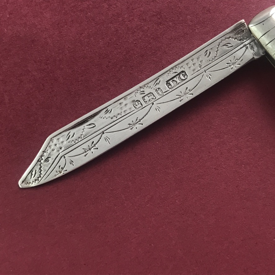 John Yeomans Cowlishaw pocket fruit knife with most unusual shape, 1903 - Image 4