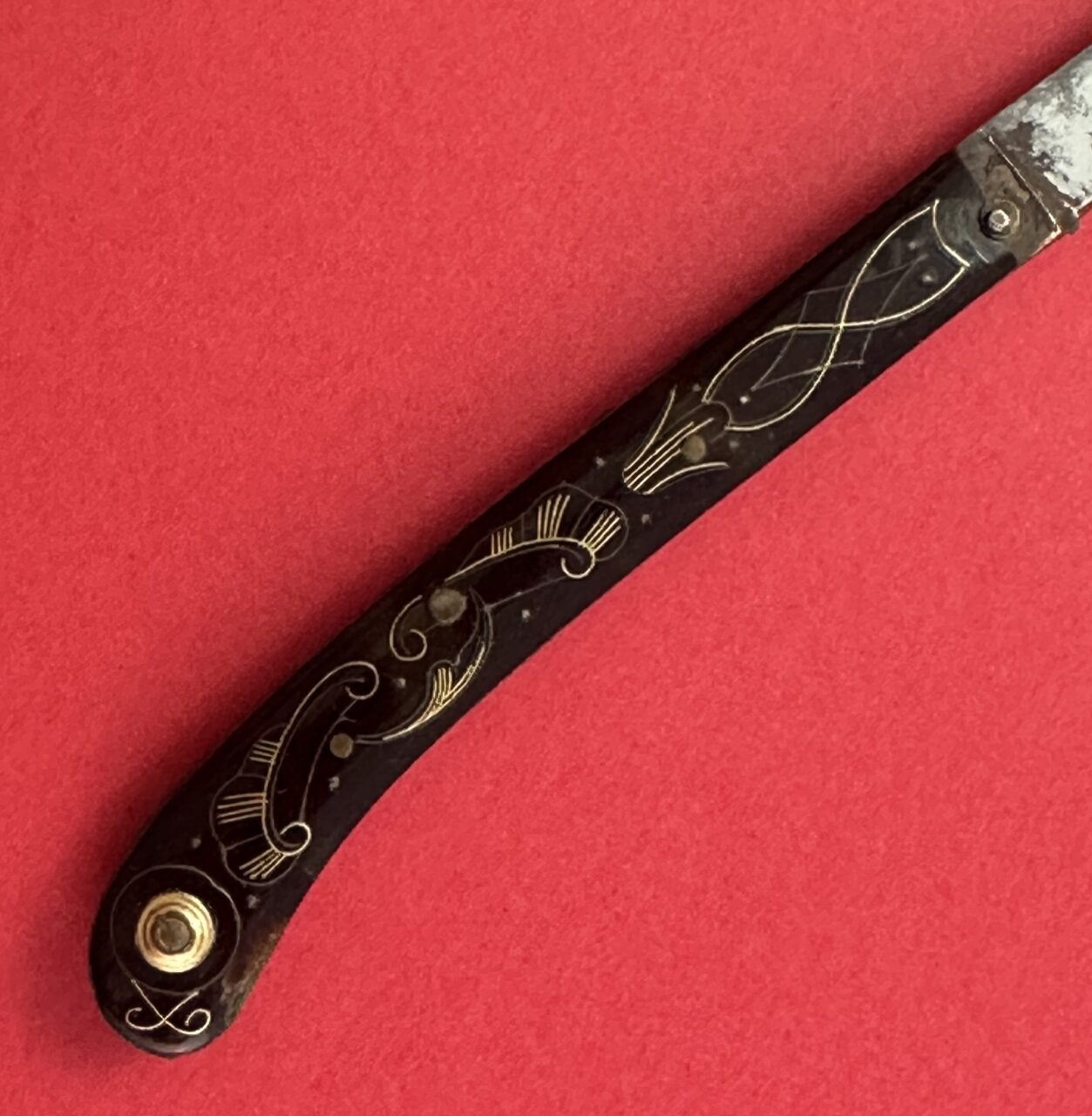 French Pocket fruit knife with intricate gold piqué work, c. 1760 - Image 2